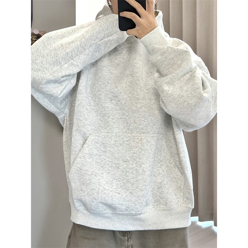 抖音得物高品质二开秋冬美式高街重磅结构辑明线连帽卫衣外套W75,男装卫衣,电商A486