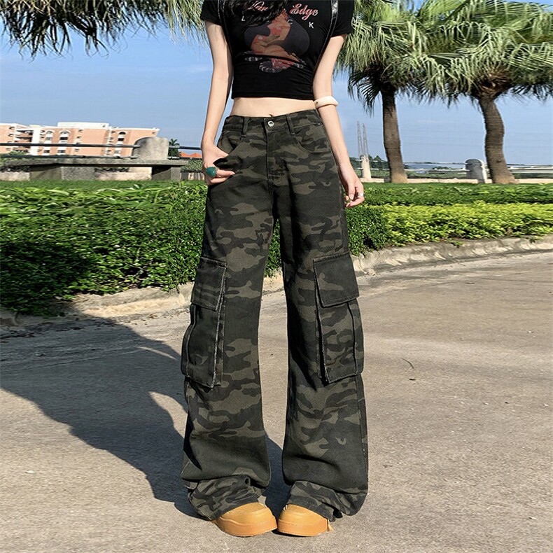 美式复古迷彩工装裤男女2026新款多口袋设计感宽松显瘦YD6602-P55图片