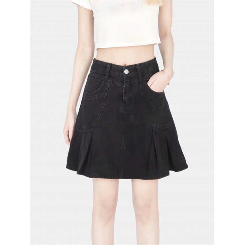 7866-P35牛仔半身裙女设计感小众高腰显瘦A字包臀短裙子，女装休闲裤，电商A306A