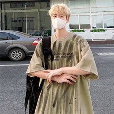 泼墨短袖t恤男夏季美式高街潮牌痞帅宽松半袖1001-1-T569-P32，男装T恤，星座1001-1