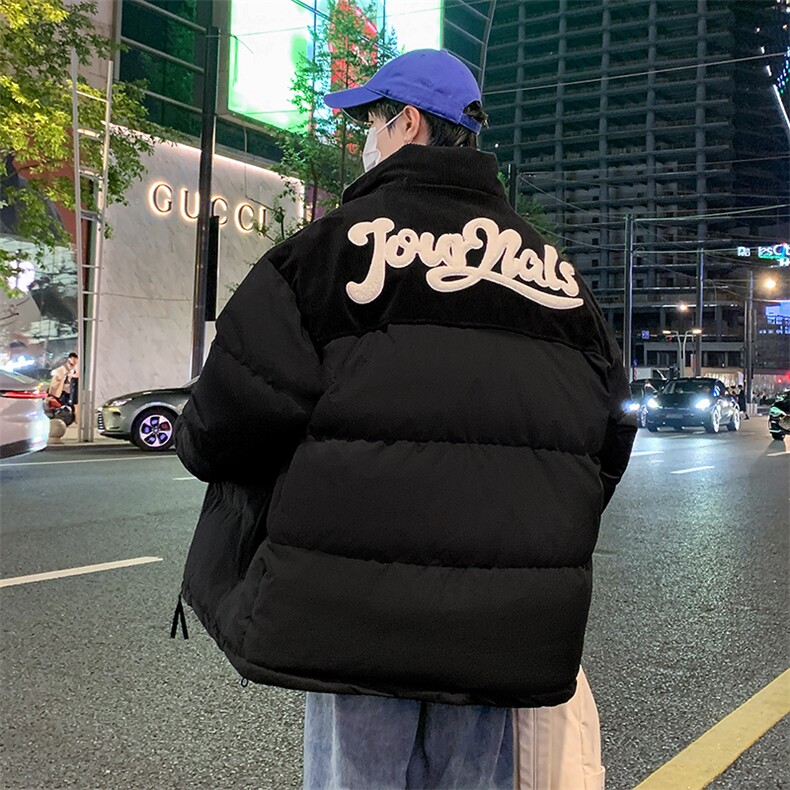 冬季青少年灯芯绒立领拼接外套休闲百搭面包服棉服5302-P78,男装棉衣,电商B306
