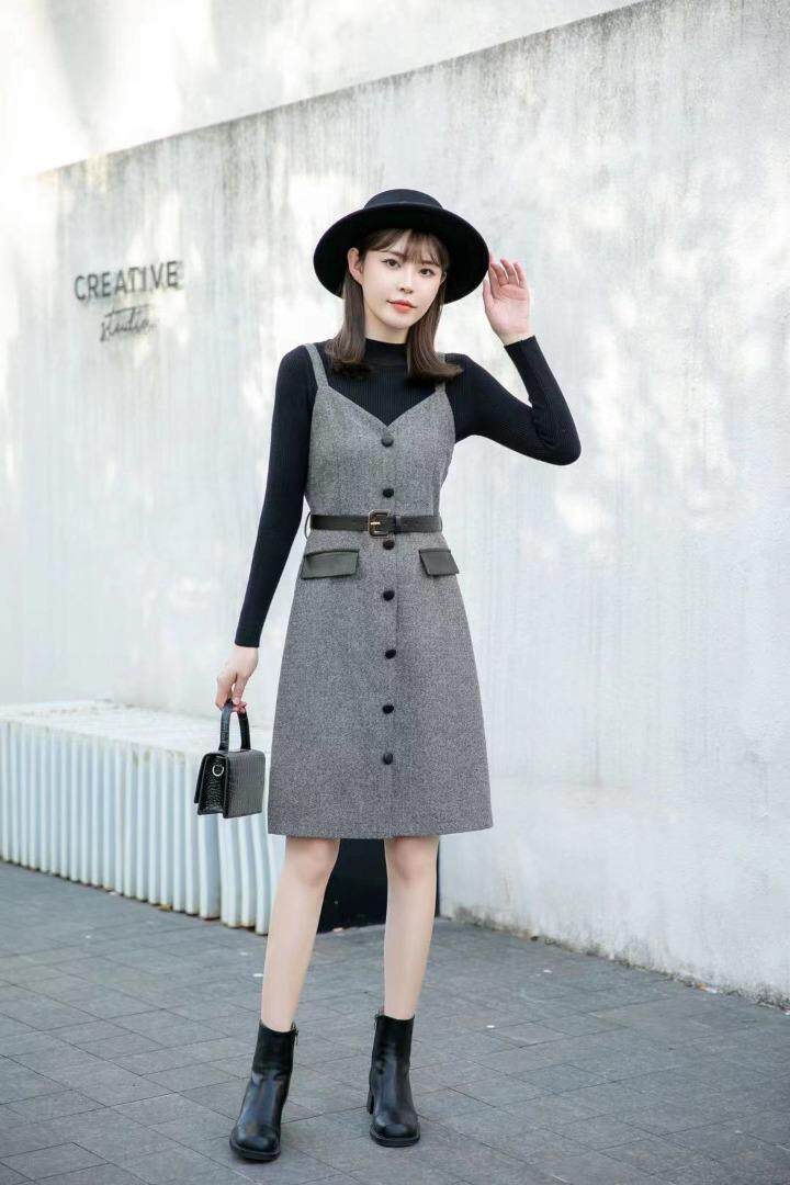 [现货]秋冬款两件套连衣裙，两色，三个尺码，女装连衣裙，依柏璐