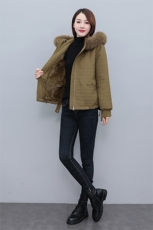 欧货提花派克服女2022新款时尚大毛领高级感加绒加厚工装棉衣外套，女装棉衣/棉服，奕薇雅
