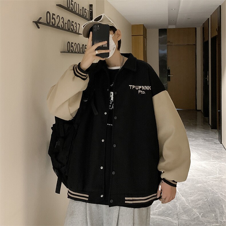 潮流夹克潮男双层毛呢拼接夹克Y95P58,男装夹克,星座1116-2