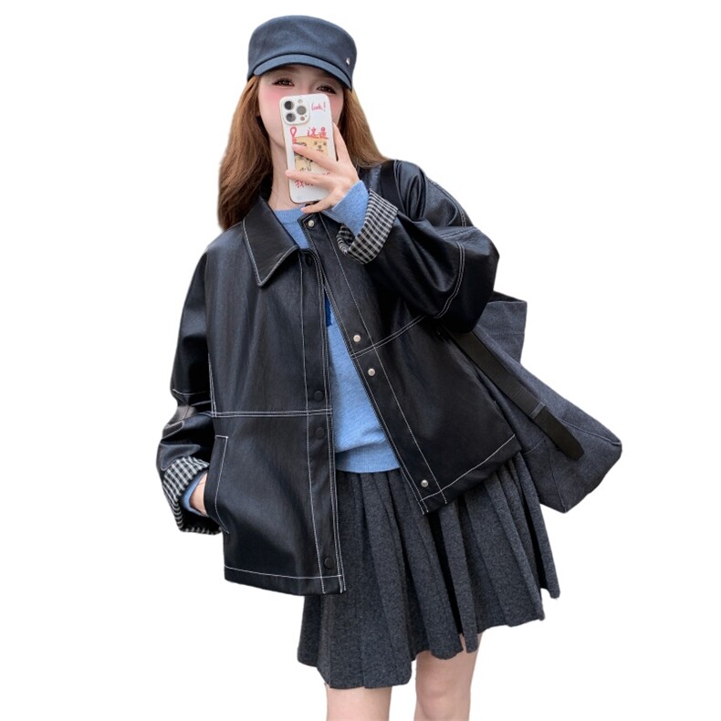 【现货！！！】黑色高档短款皮衣女外套,女装皮衣,1D103