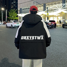加绒加厚连帽夹克男秋冬时尚潮流加厚棉衣男外套MY1686-P73，男装夹克，星座310B-3