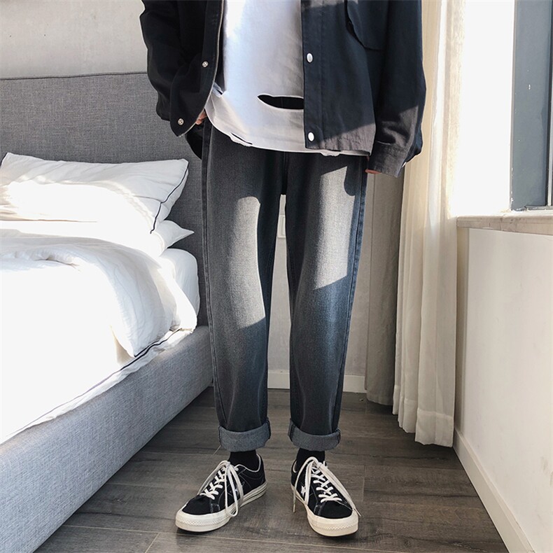 牛仔裤男士2021春秋季新款宽松直筒裤九分休闲裤潮DS672TP35,男装牛仔裤,电商A102