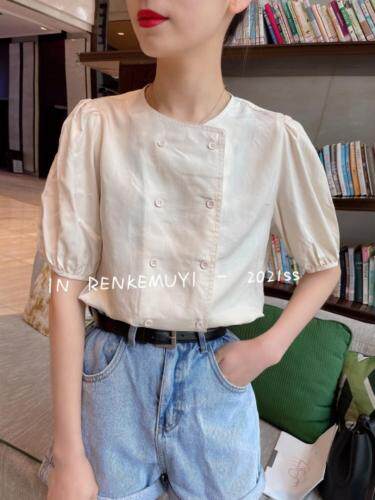 现货夏季双排口小衫爆，女装，人可·木易