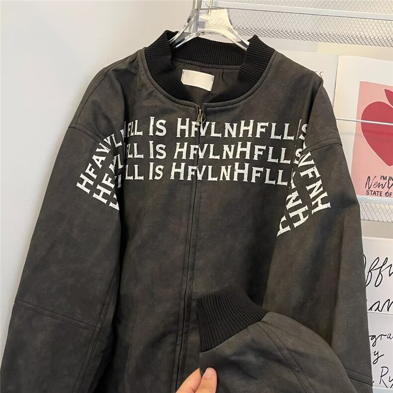 棒球服外套男2026秋季新款美式高街字母皮衣痞帅夹克W679-P75,男装夹克,星座1001-1