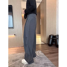 网络图复古阔腿西装裤男女2025秋新款高街设计感直筒垂感休闲裤，男装西裤，星座410-6（原星座1304-1）