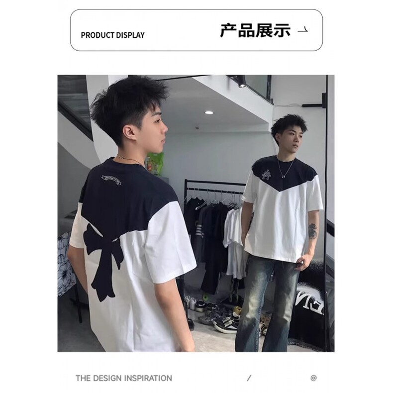 青少年潮牌十字架短袖T恤半袖男图片