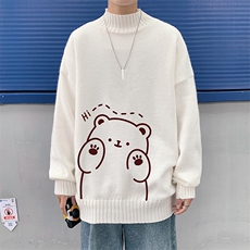 M18236-P45加绒款-P65半高领毛衣男士大码针织衫男毛线衣男，男装针织衫/毛衣，电商A040