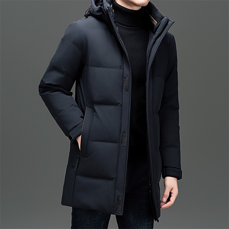 新标羽绒服男士中长款冬季新款加厚保暖连帽爸爸防寒服休闲外套,男装羽绒服,电商B212（原钱塘6029）