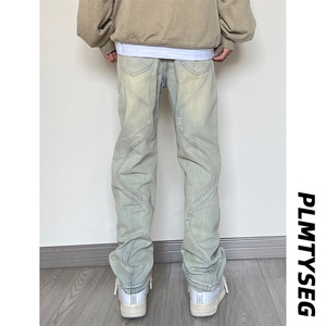 B221 美式ins高街暗黑小众泥黄色休闲直筒牛仔裤 LK23026-P60控78图片