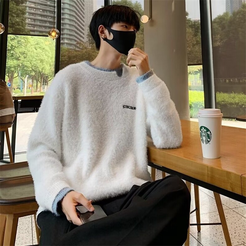 B331P60秋冬纯色打底衫小众款个性毛衣圆领男装休闲男生上,男装T恤,星座512-6