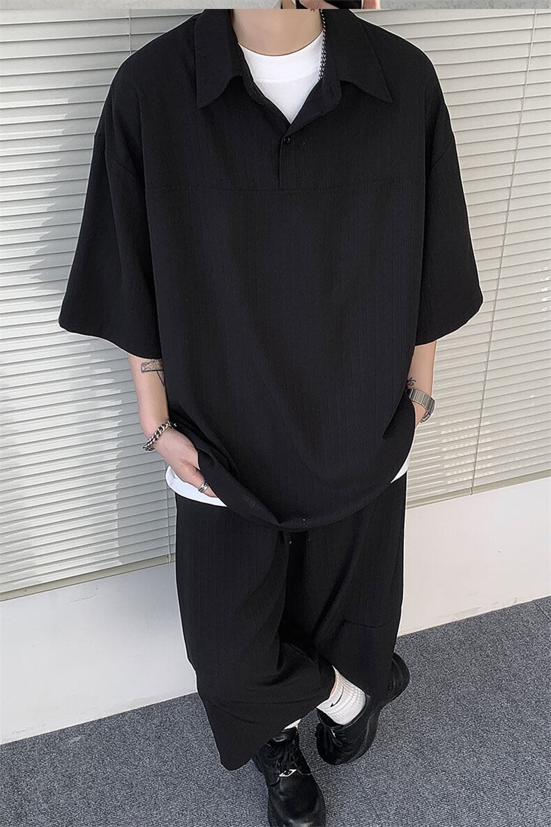 TZ778-特P55控98夏季冰丝七分裤短袖衬衫大码T恤套装,男装牛仔裤,电商A059