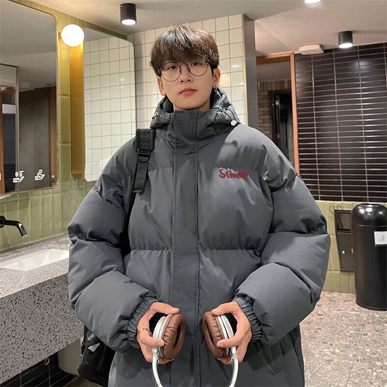 现货 抖音得物可供视频 三防加厚羽绒连帽棉衣外套面包棉服 85535图片