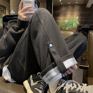 wassup happy毛呢休闲裤子男款春秋夏季潮流阔腿裤青少年直筒卫裤图片
