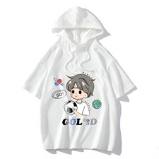 LD54207-P45连帽短袖t恤男大码胖子带帽五分袖中袖，男装T恤，电商A040