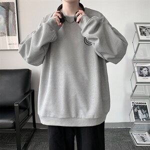 华夫格卫衣圆领卫衣男大码长袖t恤男外套 HW76224-P30加绒款-P40图片