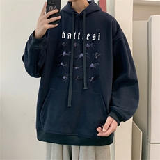 抖音品质23/秋季320G华棉男士连帽大码印花卫衣WYH3250-P45控68，男装卫衣，电商B370