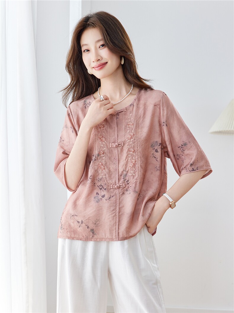 2026年夏季新款麻料套装提花刺绣上衣宽松休闲两件套，可分开售卖,女装套装/套裙,拾衣