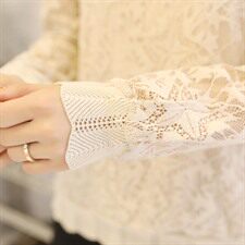 显瘦修身镂空蕾丝套头长袖2021年春季件半高领纯色蕾丝衫/雪纺衫，女装蕾丝衫/雪纺衫，安之芮娜