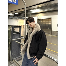 706-1-MY8912-P100特P现货冬季座山雕加厚棉服大翻领毛绒外套，男装棉衣，星座706-1