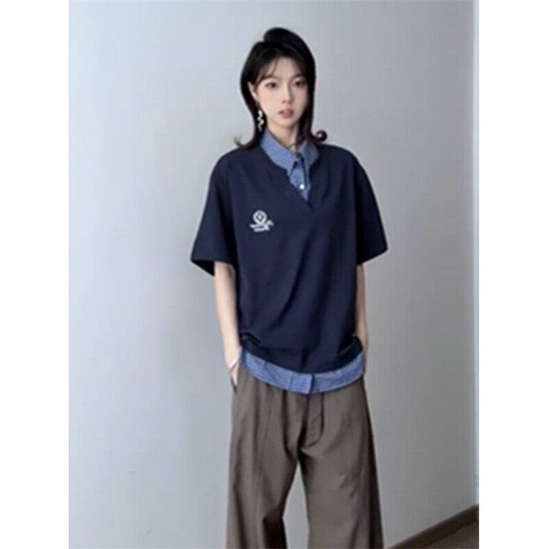 假两件格子拼接polo衫男短袖夏季-DX520,男装Polo衫,星座1007（原301D）
