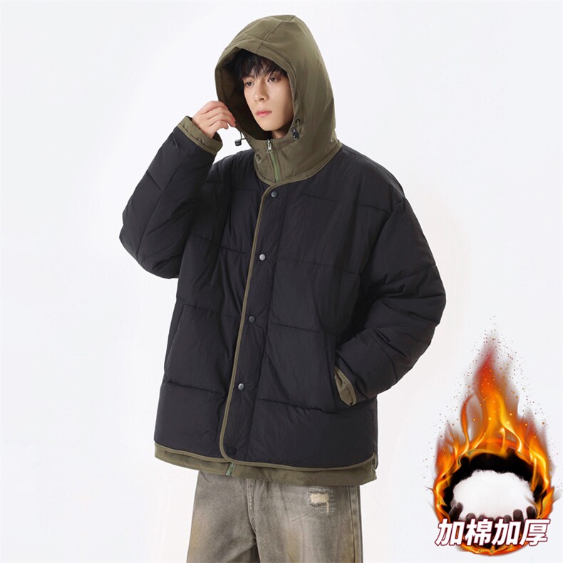 冬季加绒加厚假两件连帽男士防水保暖棉服大衣A406MY829P108,男装棉衣,星座309（原A406）