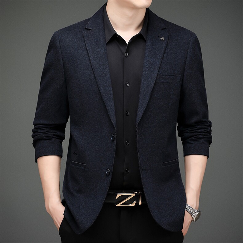 男士2023年秋季新款长袖休闲西服中青年纯色便服外套AJY8605-P180图片