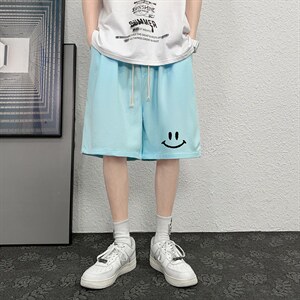 HD74204-P22 华夫格短裤男大码宽松五分裤男直筒中裤图片