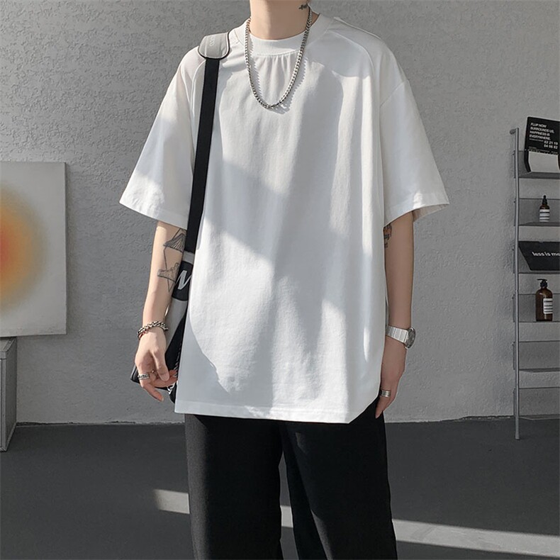 T10129-特批30控58曼巴棉撞色拼接短袖大码T恤夏季薄款垂感短袖,男装T恤,电商A059