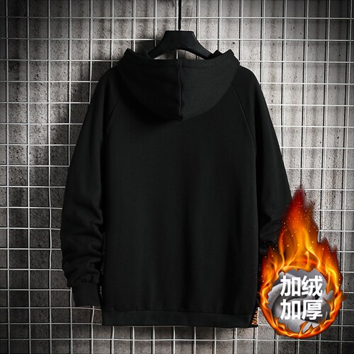 8XL-M 2023冬季新款连帽高领加绒加厚卫衣男加肥加大码胖子控价98图片