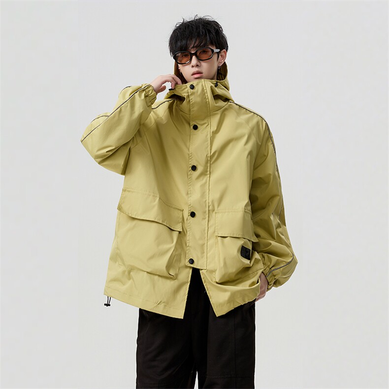 B225-A9919-P96-X128-户外春秋连帽反光条夹克冲锋衣外套-现货,男装夹克,电商B225