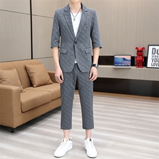 夏季中袖二件套韩版修身七分袖学生帅气休闲薄款XZ1304-2，男装西服，星座613B