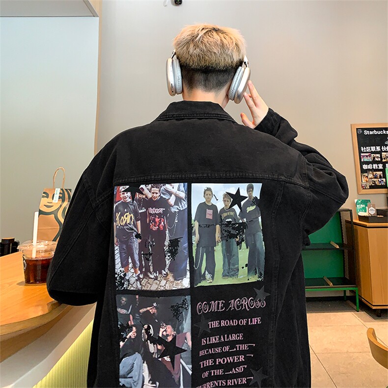 直播品质美式高街扎染印花复古水洗牛仔衣潮流夹克外套NZ02特65,男装夹克,电商A486