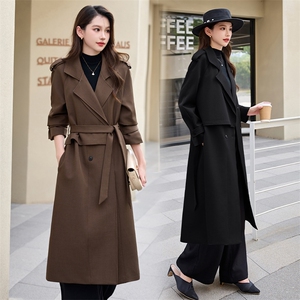美拉德咖色风衣外套女春秋2024新款高级感英伦风垂感收腰气质大衣图片