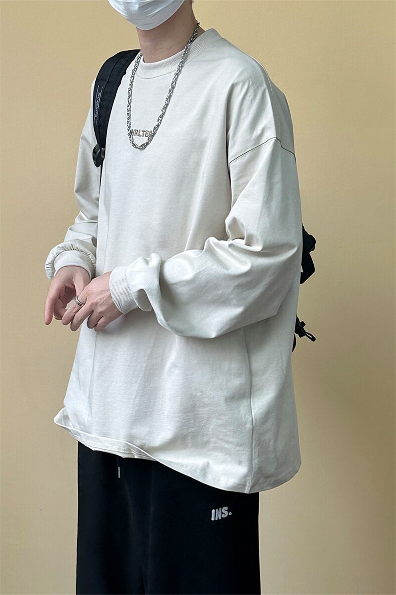 2025春新款现货高品质长袖T恤男潮牌纯棉打底上衣A351-AT2525-P40,男装T恤,电商A351