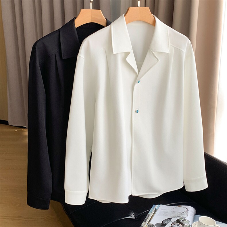 平铺~2026春季绿松石扣设计西装领长袖衬衫CS2207/P55,男装西服套装,电商B331