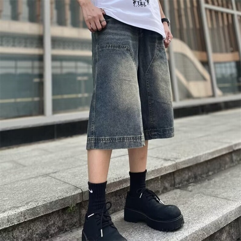 2024美式牛仔裤男款春季短裤潮D226P42,男装牛仔裤,星座1116-2