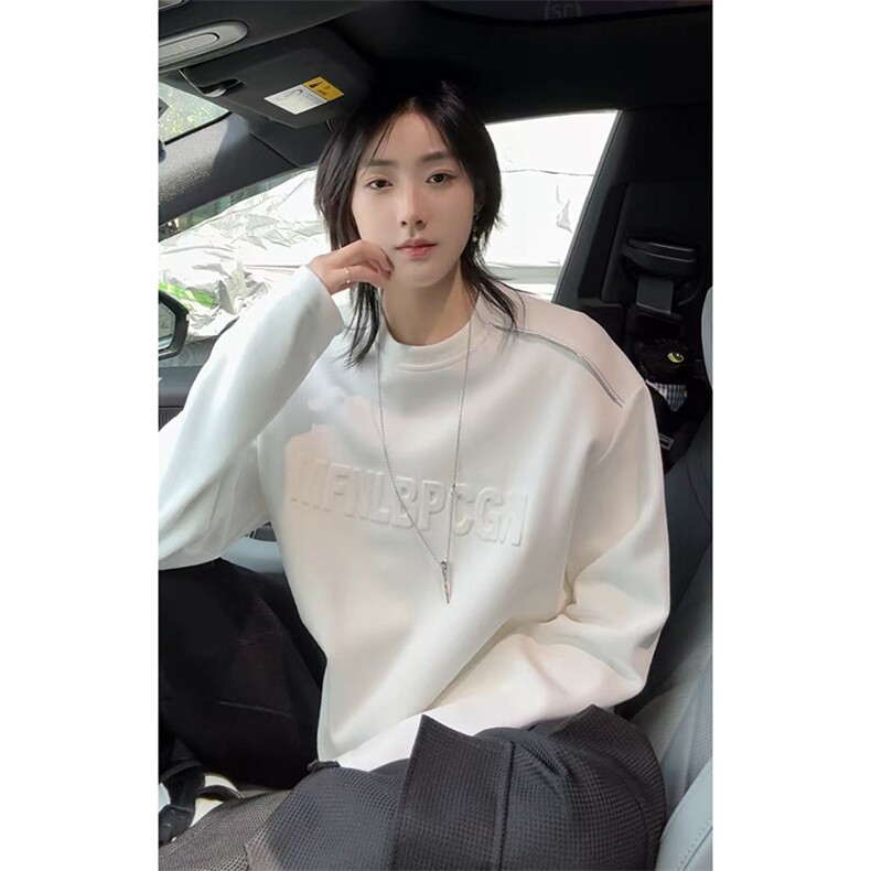 秋季美式高街cleanfit凹凸字母钢印打底长袖袖货号C25186P45,男装卫衣,电商A063