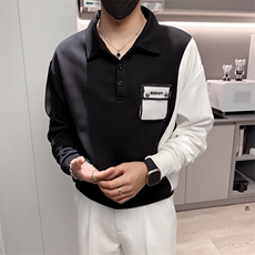白色2023秋装社会小伙修身翻领卫衣男潮8828-P58控价78，男装卫衣，电商A108