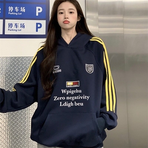 EE099-P70 卫衣男女情侣装春秋薄款2024潮流宽松印花连帽韩版上衣图片