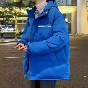 1506-1/M5911/P54克莱因蓝连帽棉服男字母印厚保暖外套潮牌,白色流苏裙 上衣怎么搭配图片