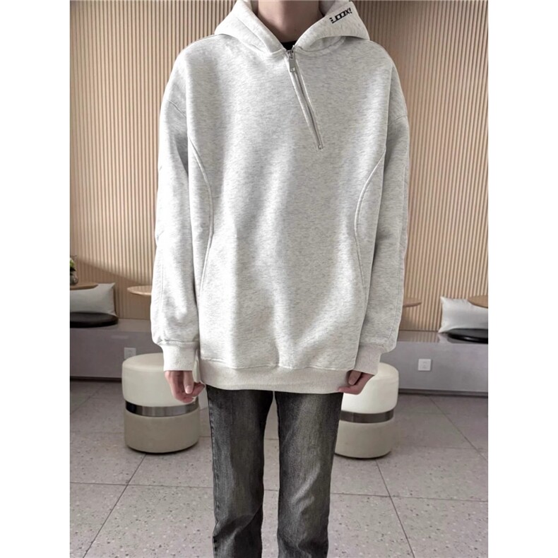 美式高街字母刺绣连帽卫衣男款潮牌宽松情侣装青少年拉链外套，女装短外套，星座410-7