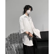 潮中式衬衫男复古风短袖夏季网红宽松上衣T恤百搭，男装T恤，星座716-2