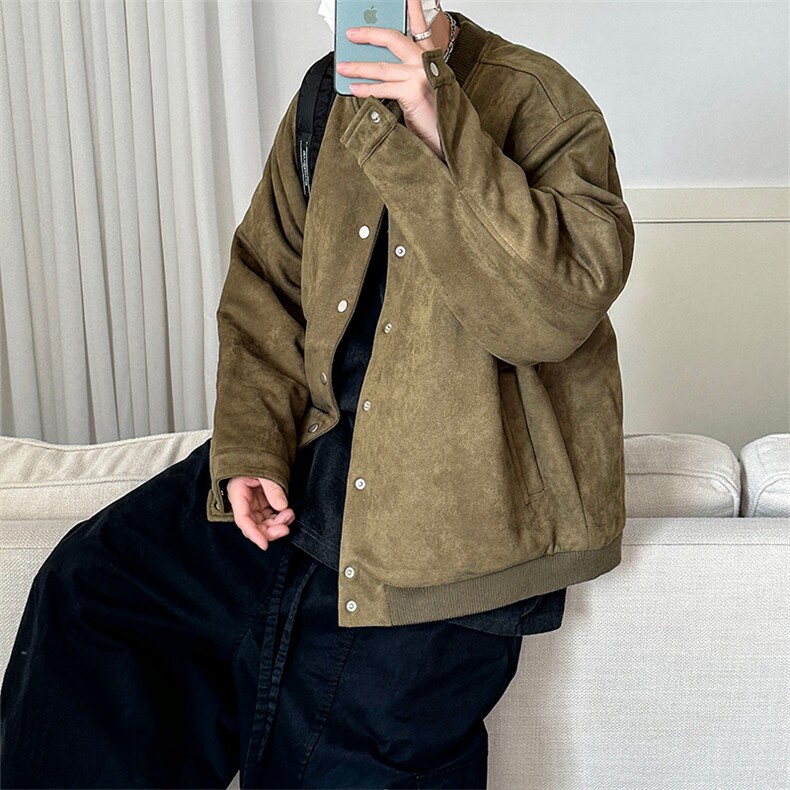 2024鹿皮绒夹克外套棒球服加棉棉服A351-AJ2511-P105加棉,男装夹克,电商A351