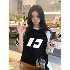 抖音得物品质二开240克宽松纯棉美式潮牌插肩三杠织带短袖T恤，男装T恤，电商A486