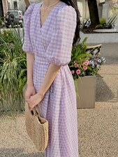 【补单款】夏季格子系列显瘦款连衣裙，女装连衣裙，奥瑾